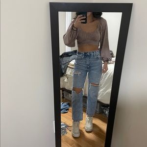 Flowy long sleeve crop top with tie back